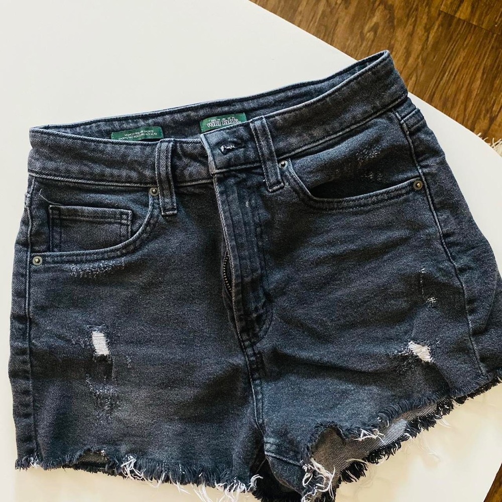 Black denim shorts